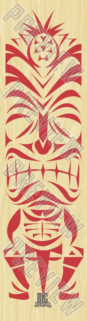 Tiki Deck on Natural Wood 8-1/4 Skateboard Deck