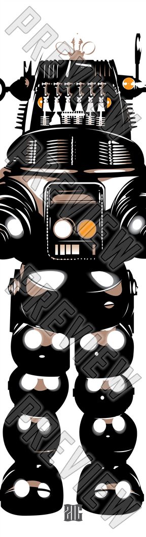 Robot on White 8-1/4 Skateboard Deck