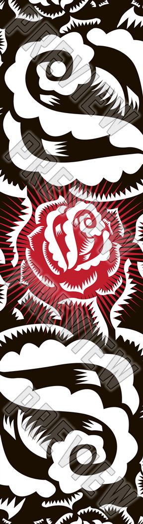 Tattoo Rose Skateboard 7 1/2" Street Deck 7-1/2 Skateboard Deck