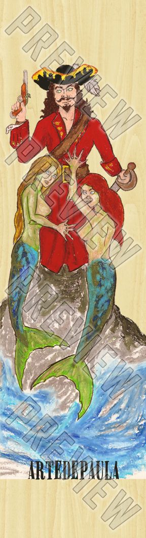 Captain with Mermaids Pintail Longboard