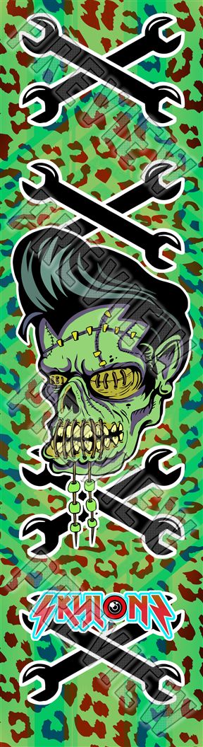 Greasy Skull Green 7-3/4 Skateboard Deck