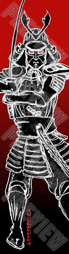 Red Black Samurai 8 Inch Park Deck 8 Inch Skateboard Deck