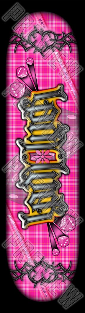 Lady Luck (Ambigram) 8 Inch Skateboard Deck