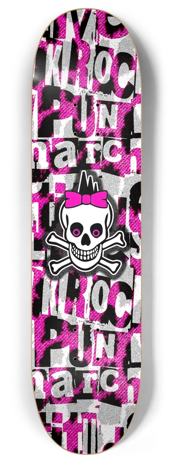 Girly Punk Skull 8 Inch Skateboard Deck