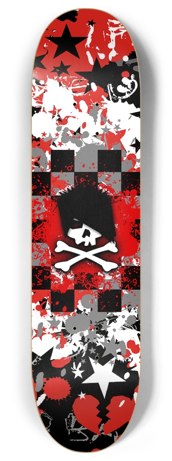 Emo Skull 8 Inch Skateboard Deck 8 Inch Skateboard Deck