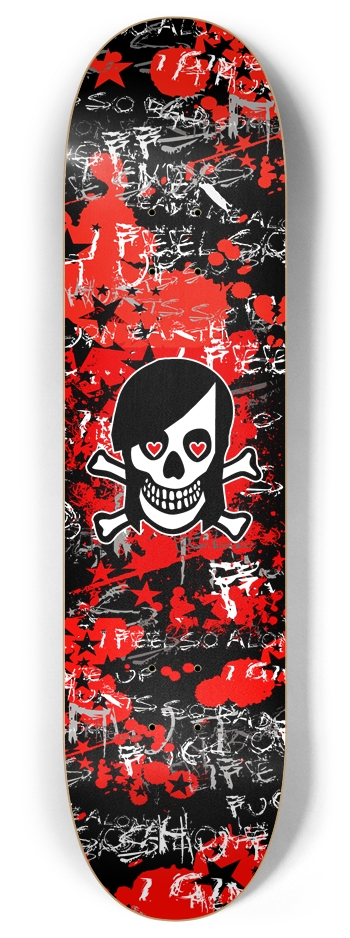 Emo Girl Skull 8 Inch Skateboard Deck 8 Inch Skateboard Deck