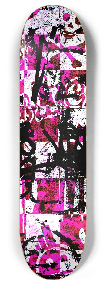 Pink Checker Graffiti 8 Inch Skateboard Deck 8 Inch Skateboard Deck