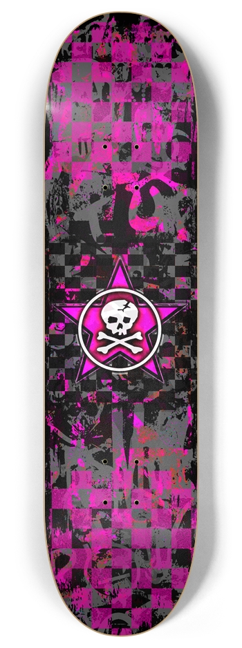 Pink Star Skull 8 Inch Skateboard Deck 8 Inch Skateboard Deck