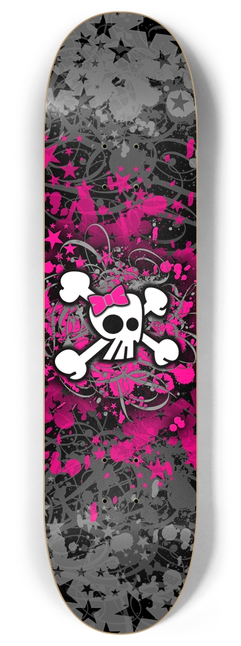 Girly Skull & Crossbones 8 Inch Skateboard Deck