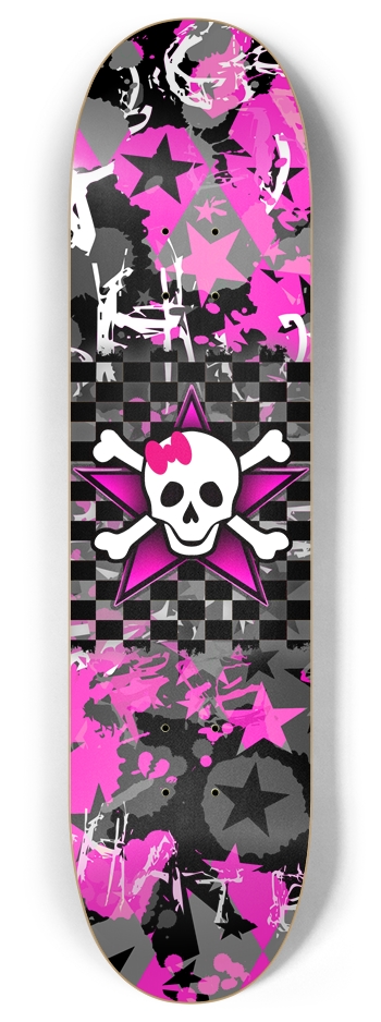 Scene Kid Girly Skull 8 Inch Skateboard Deck