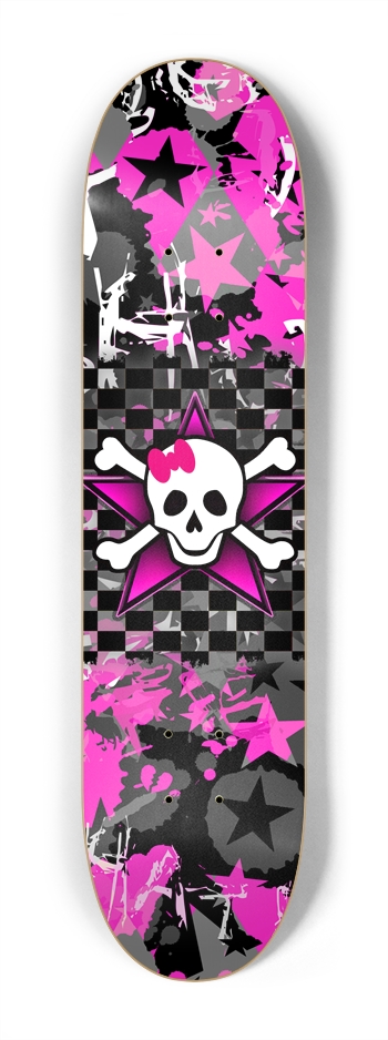 Scene Kid Girl Skull 7-1/4 Mini/Kid Skateboard