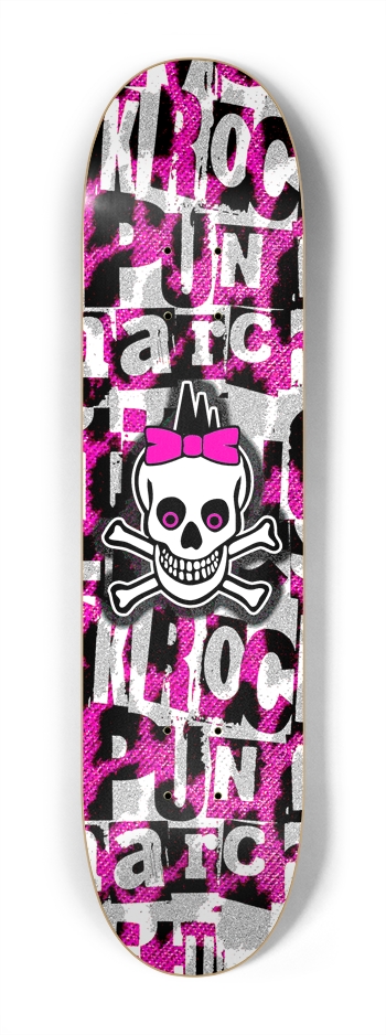 Girly Punk Skull 7-1/4 Mini/Kid Skateboard