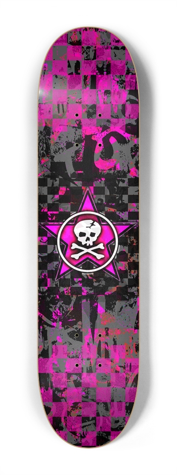 Pink Star Skull 7-1/4 Mini/Kid Skateboard