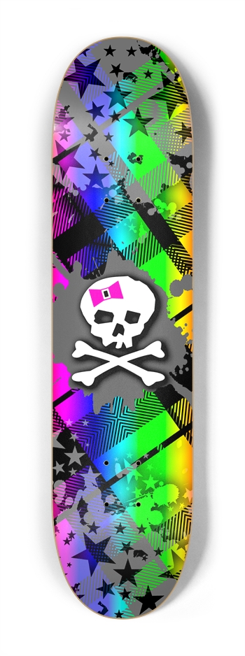 Rainbow Plaid Skull 7-1/4 Mini/Kid Skateboard 7-1/4 Mini/Kid Skateboard