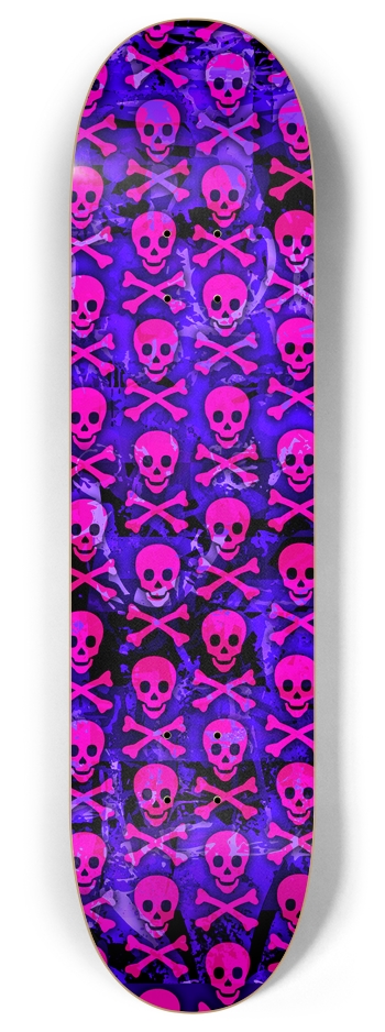 Purple & Pink Skulls 8 Inch Skateboard Deck