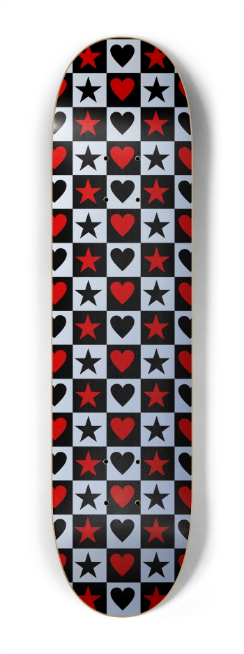 Silver Stars & Hearts 7-1/4 Mini/Kid Skateboard