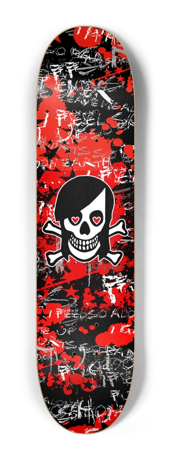Emo Girl Skull 7-1/4 Mini/Kid Skateboard