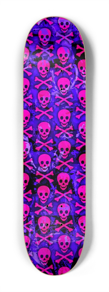 Purple & Pink Skulls 7-1/4 Mini/Kid Skateboard 7-1/4 Mini/Kid Skateboard