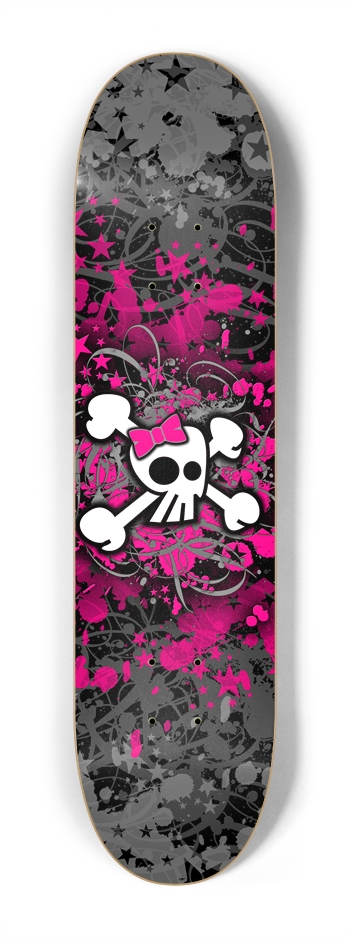 Girly Skull & Crossbones 7-1/4 Mini/Kid Skateboard 7-1/4 Mini/Kid Skateboard