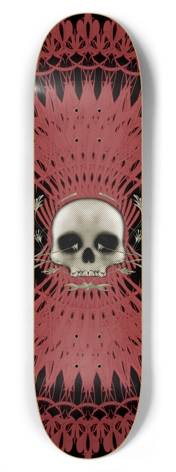 Skull with Tribal Graphics: 7-3/4 Skateboard  Deck 7-3/4 Skateboard Deck