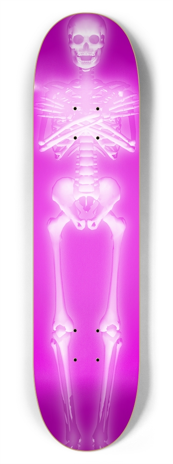 Pink Glowing Skeleton: 7-3/4 Skateboard  Deck  7-3/4 Skateboard Deck