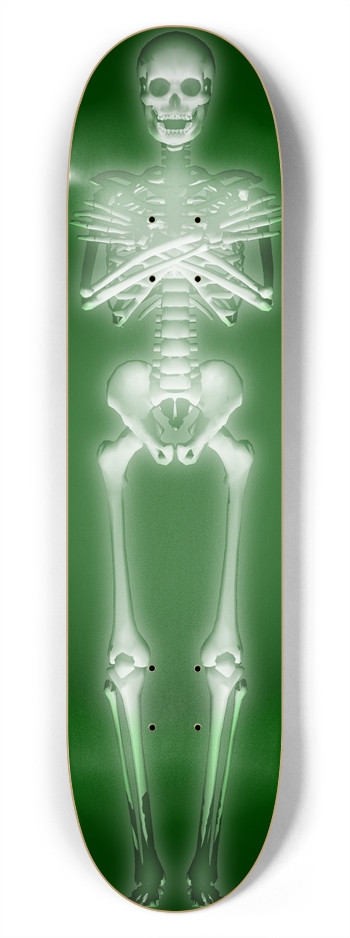Green Glowing Skeleton: 7-3/4 Skateboard  Deck  7-3/4 Skateboard Deck