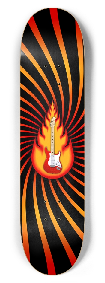 Guitar in Flames: 7-3/4 Skateboard Deck 7-3/4 Skateboard Deck