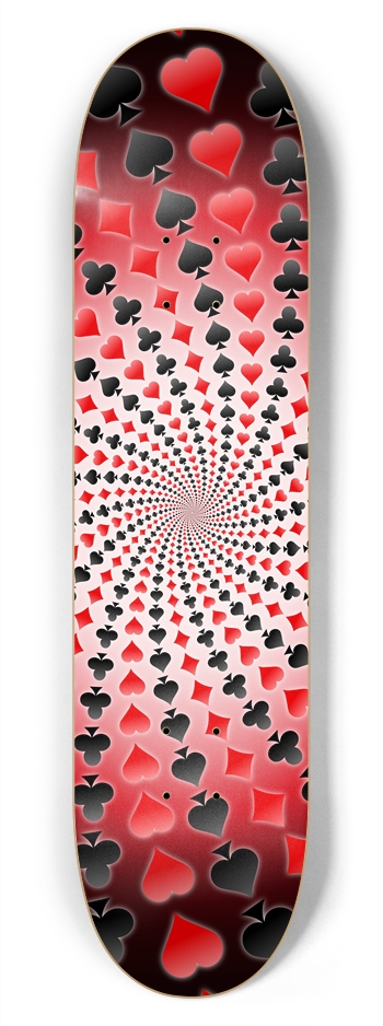Poker Card Suits Vortex: 7-3/4 Skateboard Deck 7-3/4 Skateboard Deck