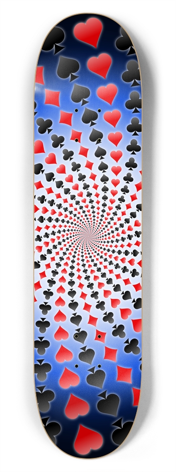 Poker Card Suits Spiral: 7-3/4 Skateboard Deck 7-3/4 Skateboard Deck