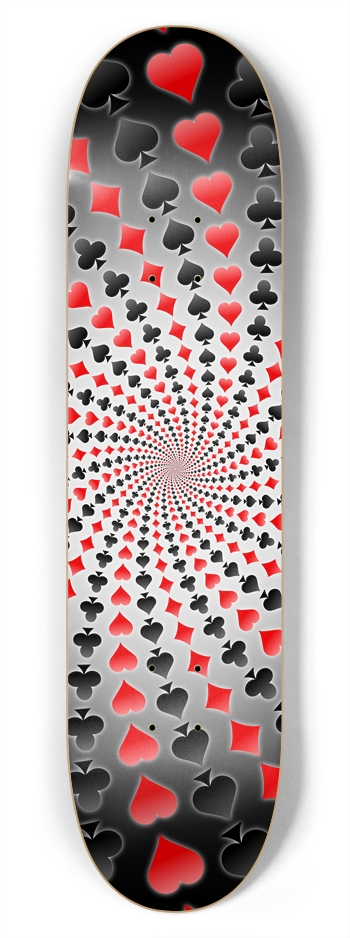 Poker Card Suits Vortex: 7-3/4 Skateboard  Deck  7-3/4 Skateboard Deck