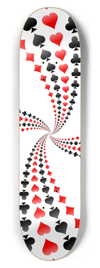 Poker Card Suits Vortex: 7-3/4 Skateboard  Deck  7-3/4 Skateboard Deck