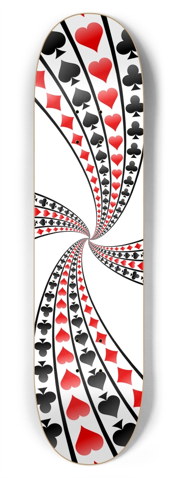 Poker Card Suits Vortex: 7-3/4 Skateboard Deck 7-3/4 Skateboard Deck
