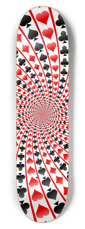 Poker Card Suits Vortex: 7-3/4 Skateboard Deck 7-3/4 Skateboard Deck