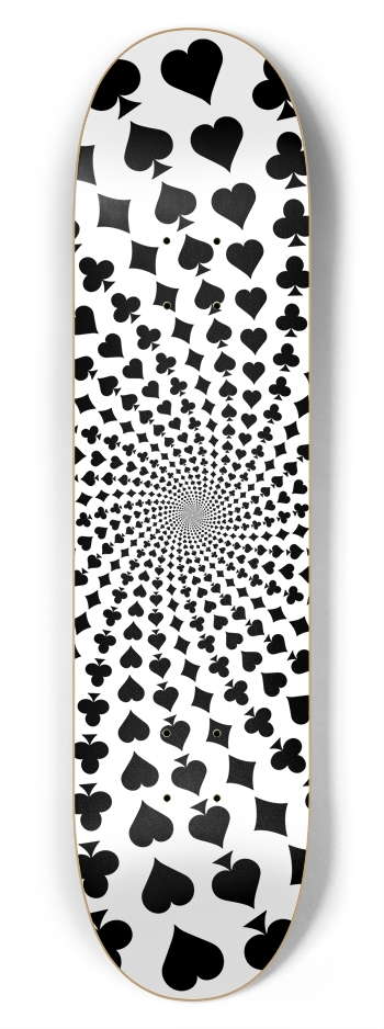 Poker Card Suits Spiral: 7-3/4 Skateboard Deck 7-3/4 Skateboard Deck