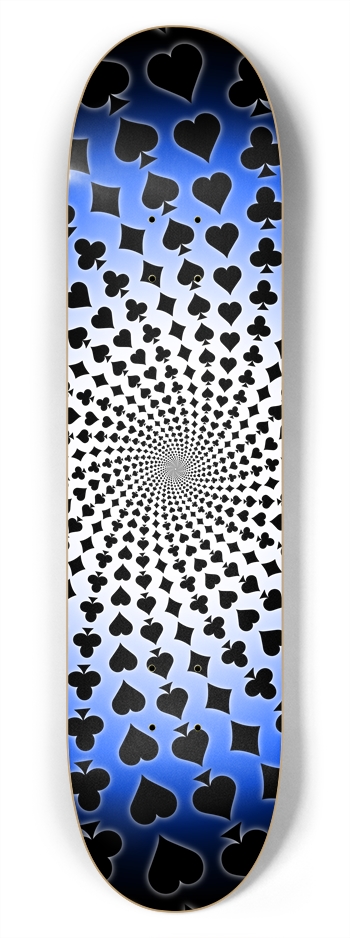 Poker Card Suits Vortex: 7-3/4 Skateboard  Deck  7-3/4 Skateboard Deck