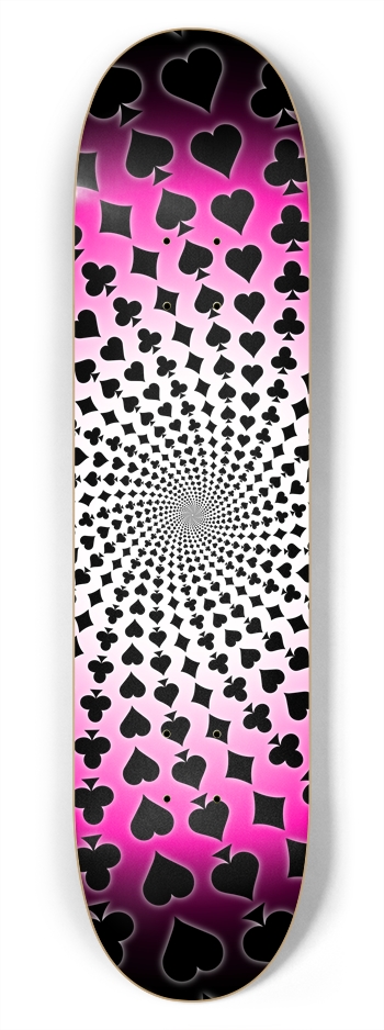 Poker Card Suits Spiral: 7-3/4 Skateboard Deck 7-3/4 Skateboard Deck
