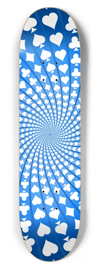 Poker Card Suits Spiral: 7-3/4 Skateboard Deck 7-3/4 Skateboard Deck