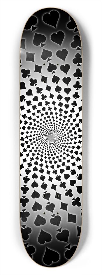 Poker Card Suits Vortex: 7-3/4 Skateboard Deck 7-3/4 Skateboard Deck