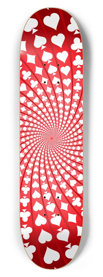 Poker Card Suits Vortex: 7-3/4 Skateboard Deck 7-3/4 Skateboard Deck