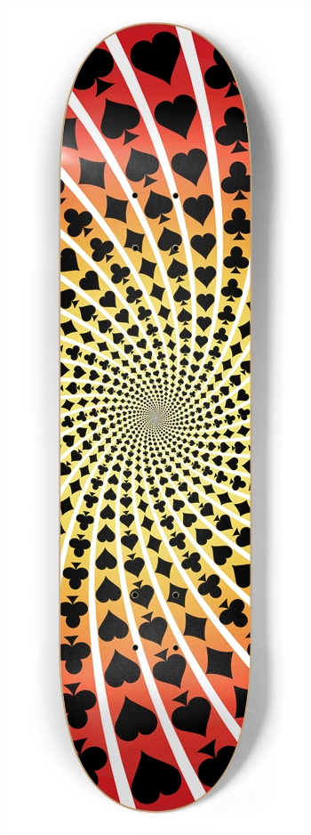 Poker Card Suits Vortex: 7-3/4 Skateboard Deck 7-3/4 Skateboard Deck