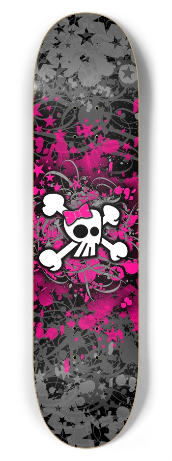 Girly Skull & Crossbones 7-3/4 Skateboard  Deck  7-3/4 Skateboard Deck