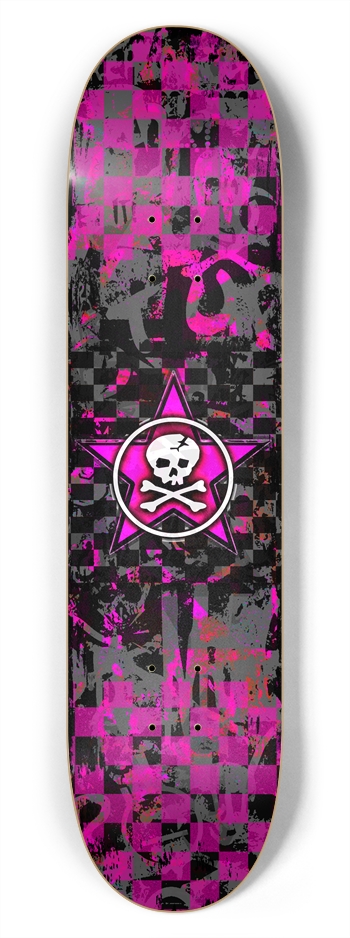 Pink Star Skull 7-3/4 Skateboard Deck 7-3/4 Skateboard Deck