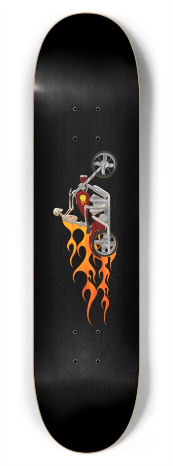 Skeleton Biker & Flames: 7-3/4 Skateboard  Deck  7-3/4 Skateboard Deck