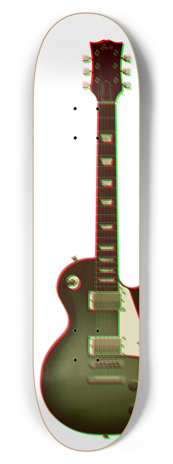 3D Halftone Guitar: 7-3/4 Skateboard  Deck  7-3/4 Skateboard Deck