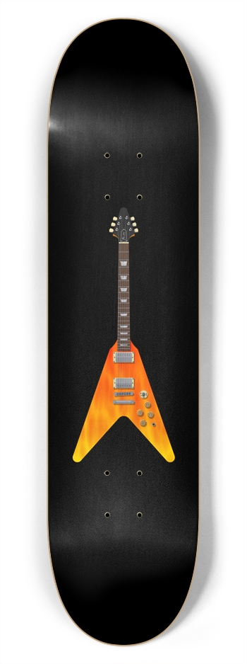 Guitar with Fire Graphics: 7-3/4 Skateboard Deck 7-3/4 Skateboard Deck