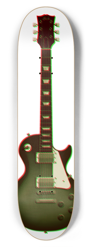 3D Halftone Guitar: 7-3/4 Skateboard Deck 7-3/4 Skateboard Deck