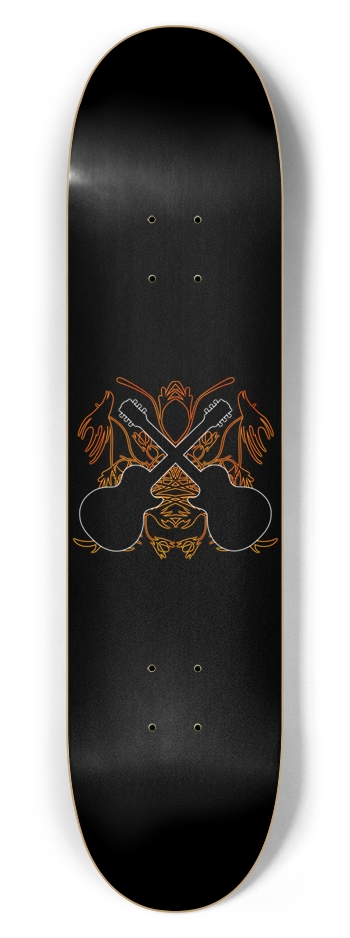 Crossed Guitars with Tribal Graphics: 7-3/4 Skateb 7-3/4 Skateboard Deck