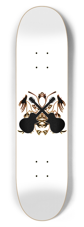 Crossed Guitars with Tribal Graphics: 7-3/4 Skateb 7-3/4 Skateboard Deck