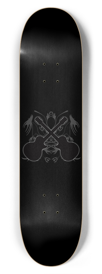 Crossed Guitars with Tribal Graphics: 7-3/4 Skateb 7-3/4 Skateboard Deck