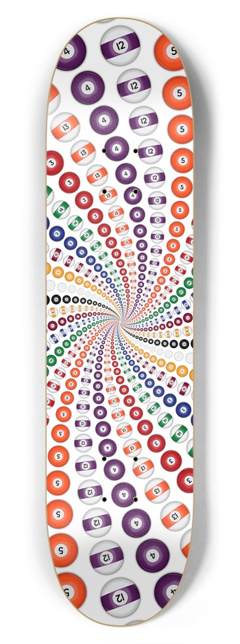 Billiards Pool Balls Vortex: 7-3/4 Deck  7-3/4 Skateboard Deck